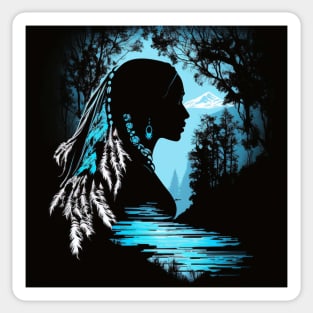 Native American Woman Silhouette Sticker